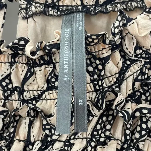 By Anthropologie Long Sleeve Printed Smocked Mini Dress 3X - Picture 10 of 14